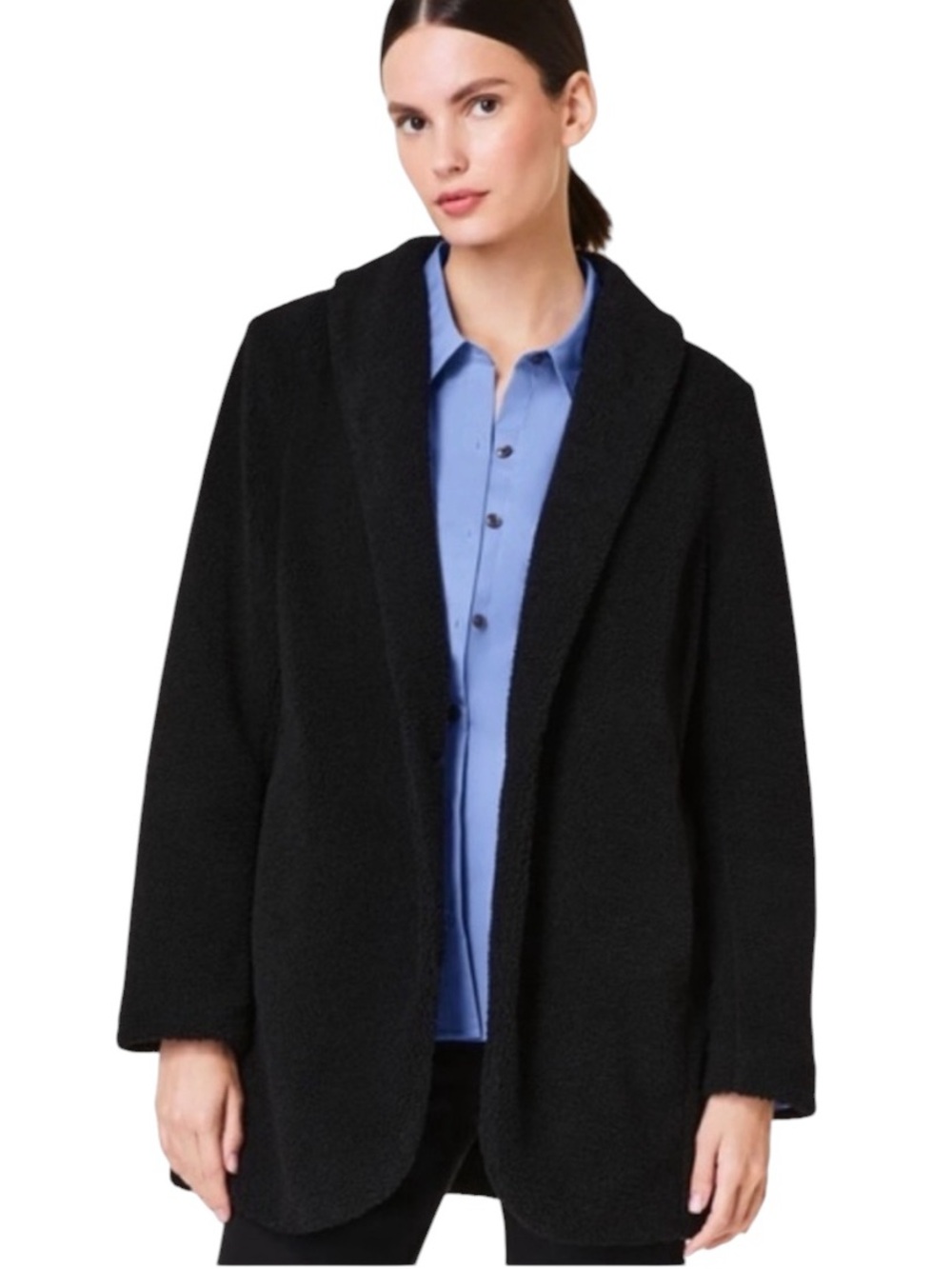 New SPANX Fleece Faux Shearling Black Teddy Sherpa Jacket Size Small